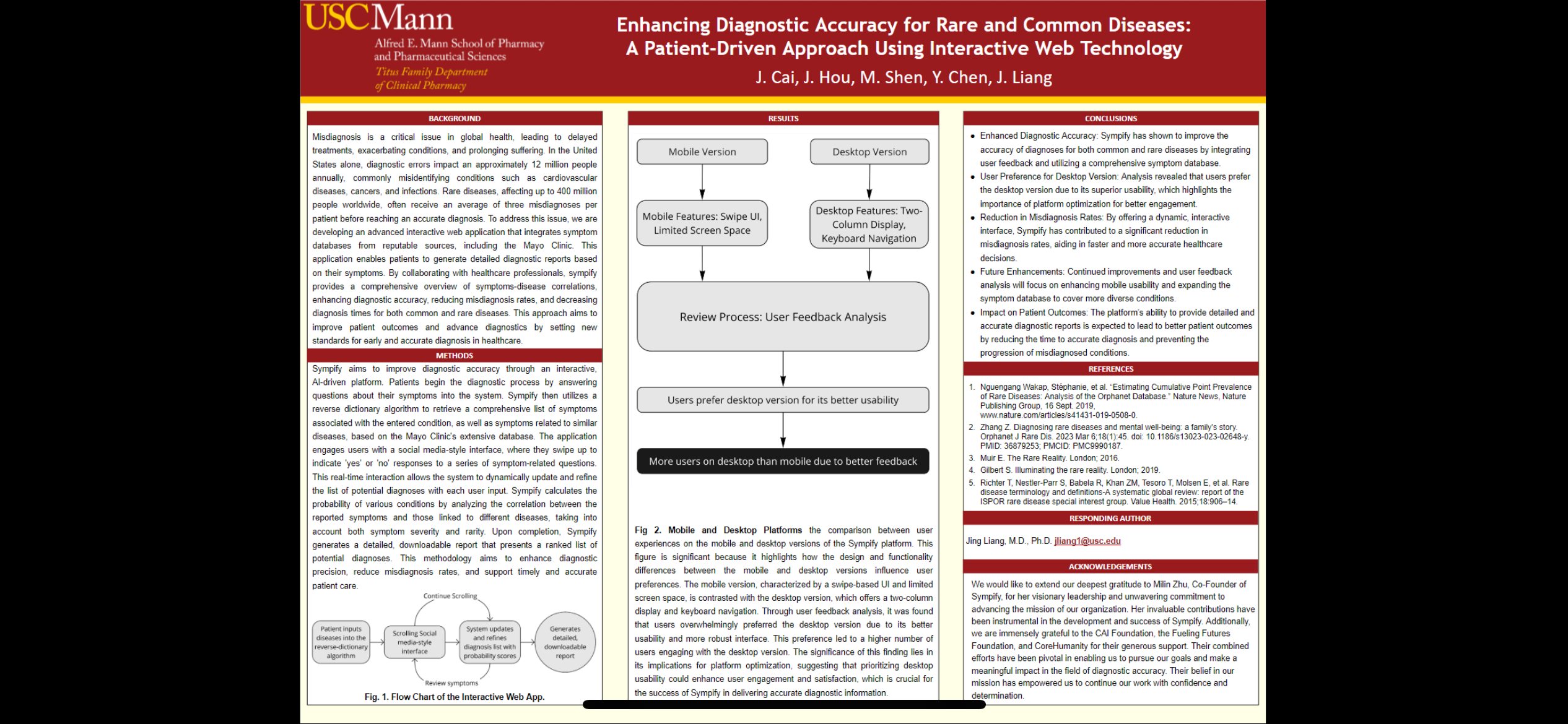 The USC Mann poster, Enhancing Diagnostic Accuracy for Rare and Common Diseases, A Patient-Driven Approach Using Interactive Web Technology
